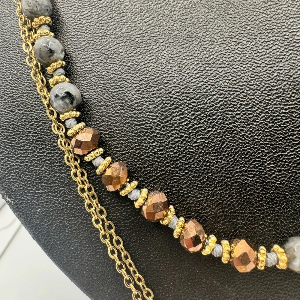 🔴 3/$15! Layered Brassy Gold Beaded Chain Necklace - Picture 3 of 6